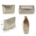 Eco Friendly Gold Faux Leather Beauty Makeup Waterproof Cosmetic Bag Set with Zipper